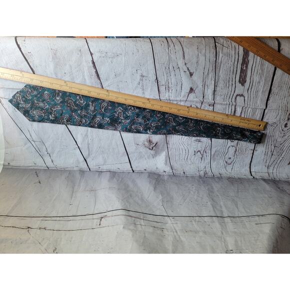 Johnathan Craig Men's Neck Tie Teal Paisley Pattern Classic Silk Blend Vintage - Picture 4 of 8
